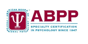 Logo of the American Board of Professional Psychology. Dr. Ginny Estupinian PhD ABPP is a full member